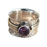 Natural Amethyst Spinner Ring, 925 Silver Ring, Spinner Ring, Meditation Ring, Fidget Ring, Yoga Rin