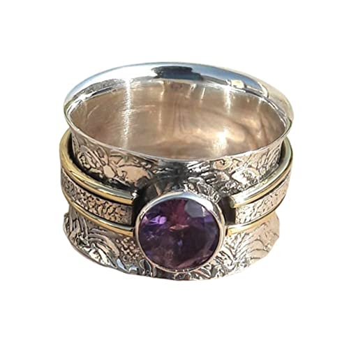 Natural Amethyst Spinner Ring, 925 Silver Ring, Spinner Ring, Meditation Ring, Fidget Ring, Yoga Ring, Spin Band, Spinner Ring For Women, Handcrafted, Amethyst Ring, Gift For Women, New Year’s Eve #TOP14