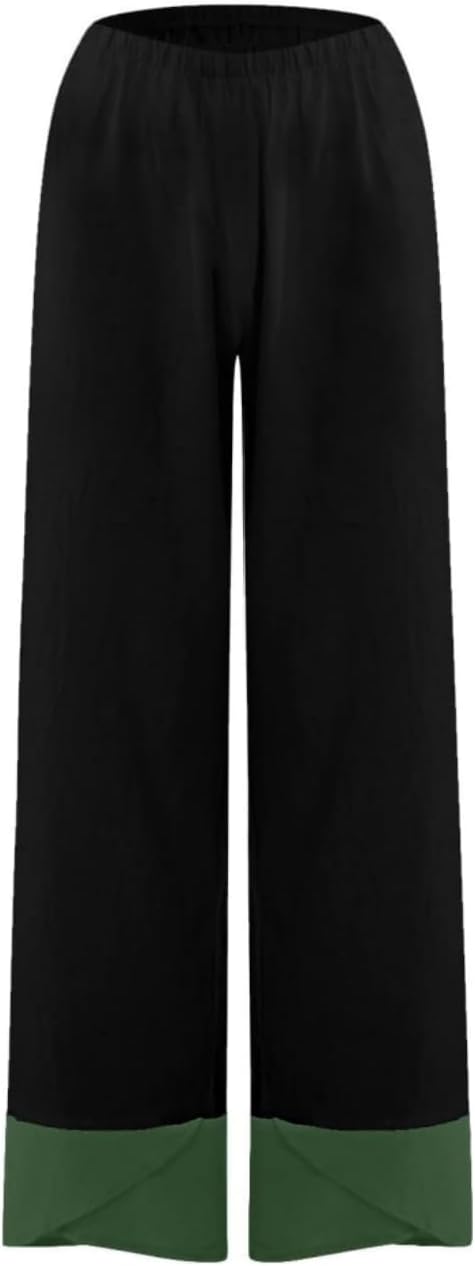 Capris Pants for Womens Cotton Linen Wide Leg Plus Size Cropped Pants Print Comfy Elastic Waist Sweatpants - Image 2