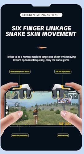 Image of Cubonic 6-Finger PUBG Gaming Trigger, Sensitive Aim & Shoot Mobile Controller for Android Smartphones, Gaming Joystick Trigger (Grey)