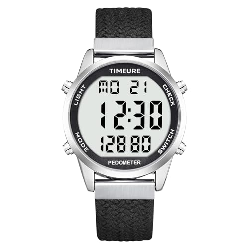 Accurate Pedometer Watch for Men Walking Simple Step Counter Watches Steps Tracker Large Digital Display Waterproof Non Bluetooth TIMEURE-2306