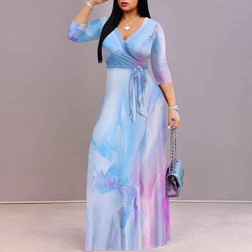 Image of PinkPatty Women's Plus Size Maxi Dress 3 /4 Sleeves Casual Flowy Long Dress for Vacation with Pockets