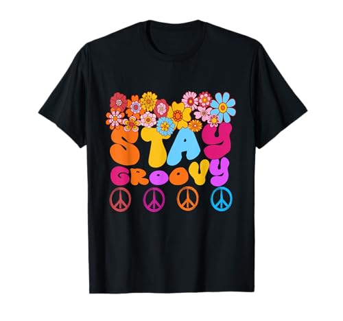 Retro 60s 70s Peace Stay Groovy Sunflowers Positive Mind T-Shirt