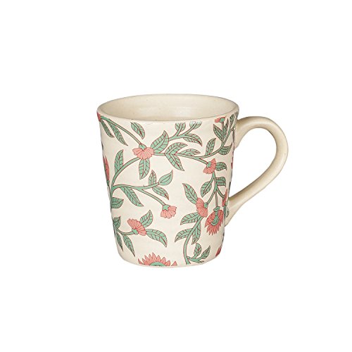 Image of Miah Decor Handcrafted Floral Design Multicolour Stoneware Ceramic Handcrafted Mugs. Microwave Safe, Freezer Safe, Dishware Safe Drinkware Tea Cups Set- Set of 4 (Size - 300 ML)