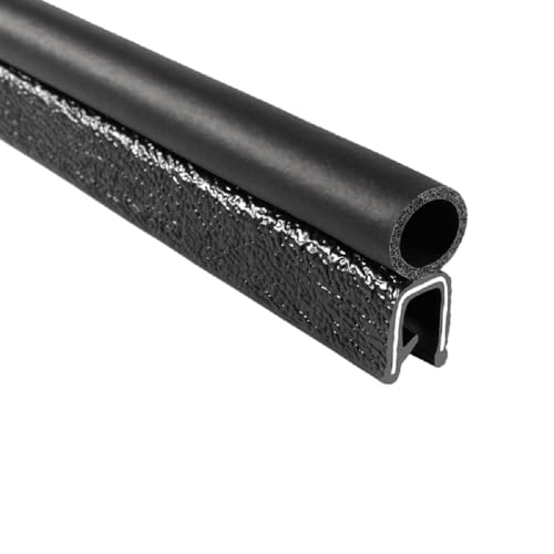 Image of TRIM-LOK Trim Seal, Edge Trim with Top Bulb, Fits 0.437-Inch Bulb, 3 /16-Inch Edge, 17 /32-Inch Leg, 25-Foot Length, Black Pebble Finish, Flexible PVC Plastic Trim with EPDM Rubber Weather Stripping