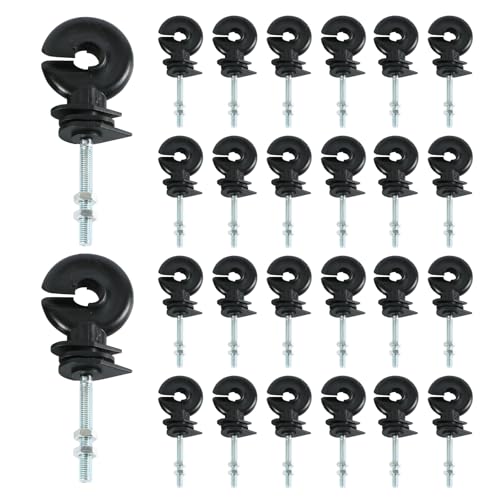eupdd Isolateur Cloture Electrique: 40 Pièces Isolateurs Annulaires M6 Noir, Isolateurs pour Clôture Électrique, Anneaux Vissables 90x6 mm pour Poteaux en Bois et...