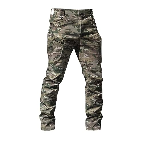 Cargo Pants for Men Stretch Tactical Work Jogger Lightweight Tapered Camo Hunting Pants with Button Waist Pockets2