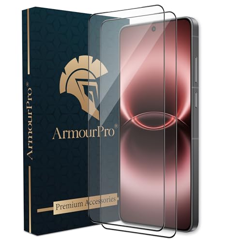 Image of ArmourPro Tempered Glass for Vivo X300 Ultra - 9H Anti Scratch Screen Protector, Edge to Edge Coverage, HD Clarity, Smooth Touch, Case Friendly | Black, Pack of 2