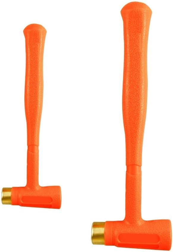2pc Dead Blow Hammer Brass Head Dual Multi-Purpose Mallet Molded Head 12-24 OZ