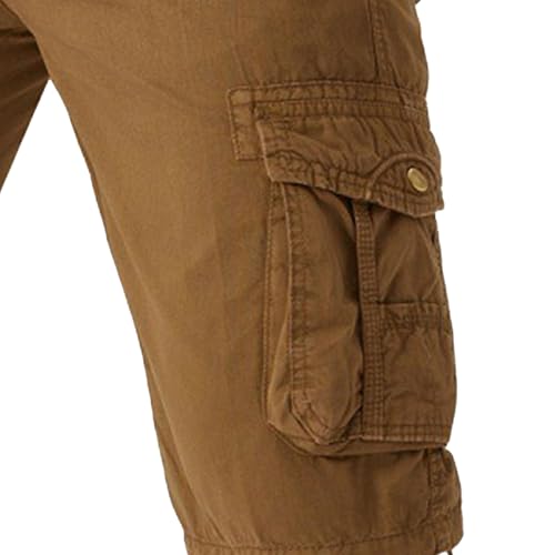 Short cargo sólido para hombre con múltiples bolsillos miniatura 2