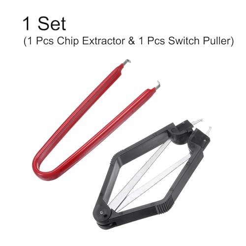 Image of uxcell IC Chip Extractor 100mm Stainless Steel with U Shape IC Chip Switch Puller Red for Component Motherboard, 2pcs