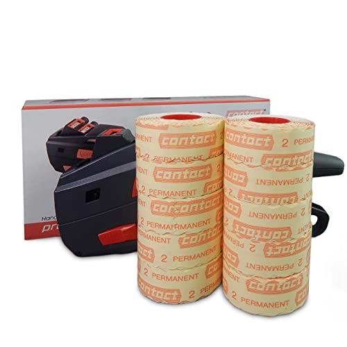 SET Contact Premium Datumsauszeichner 8.26 DT Focus inkl. 10 Rollen Preisetiketten - weiß permanent | Contact Preisauszeichner | HUTNER