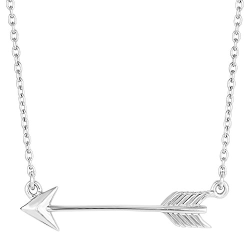 Collar de flecha lateral de plata de ley, 45,7 cm, Metal Cover