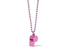 Pink Blowless Whistle On Chain Necklace (36") Premium Quality Plastic, Lightweight & Durable