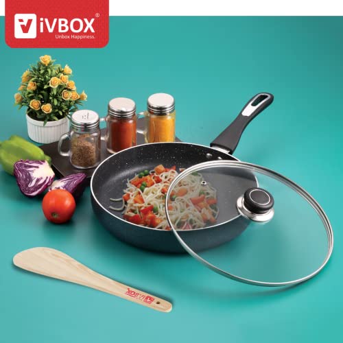 iVBOX OmegaPro 3mm Thick Frying Pan NonStick Fry Pot with Glass Lid