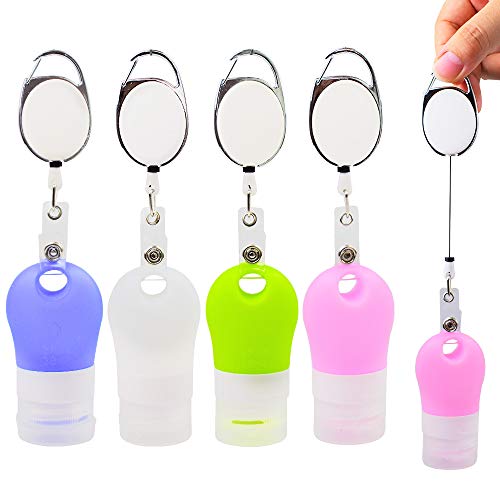 Portable Travel Bottles Set, Empty Hand Sanitizer Bottles, 1.3oz Refillable Containers with Stretchable Lanyard for Toiletries, Leak Proof, Squeezable