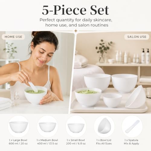 Set de 5 tazones de silicona para mascarillas faciales miniatura 5