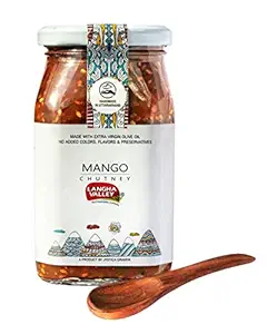 LANGHA VALLEY Homemade Sweet and Sour Mango Chutney with Dry Fruits, Traditional Khatti Meethi Aam ki Chatni, Made in Extra Virgin Olive Oil, No preservatives, 450g