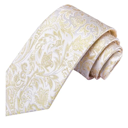 Image of Dubulle Mens Paisley Striped Tie Woven Necktie for Men and Handkerchief Cufflinks Set Wedding Formal Business