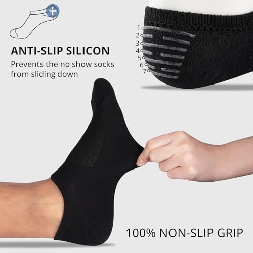 Heatuff No Show Socks Men Low Cut Ankle Short Cotton Casual Invisible Non Slip Socks (6/8 Pairs)3