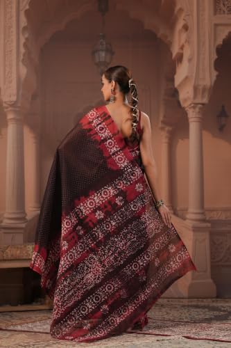Image of TAMAIRA FASHION Mulmul Pure Cotton Saree For Woman Batik Printed|Office Wear Daily Wear Sarees For Women Without Blouse Piece (Available in 13 Colours)