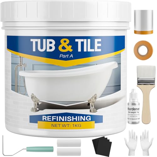 IRONABLE Tub and Tile Paint Refinishing Kit, 35oz Bathtub Paint Kit with Tools, White Tub Paint for...