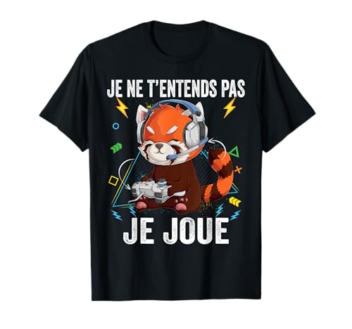 jeux video Panda rouge gaming garçon gamer cadeaux Homme Manche courte T-Shirt S