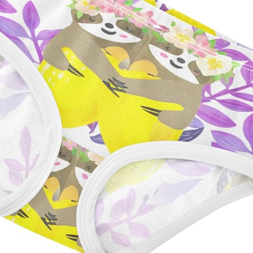 Cute Sloths Flower Yellow Lemons Little Girl Panties Girls Underwear Toddlers Cotton Pattern Briefs Underpants 2t4