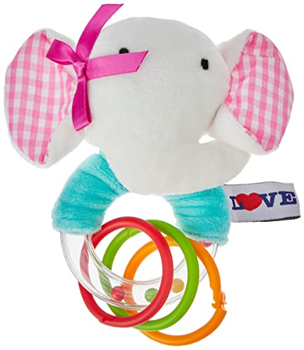 Chocalho Elefante, Love, Branco/Rosa