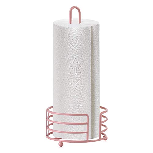 Buruis Standing Paper Towel Holder, 13 X 6 Inch Modern Decorative Countertop Rolls Holder For Kitchen, Toilet, Pantry And Bathroom (Pink) #TOP1