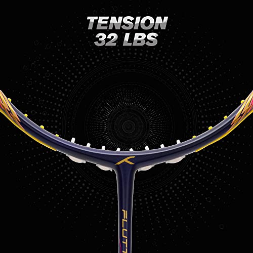 Image of Hundred Flutter S CTRL Carbon Fibre Strung Badminton Racket with Full Racket Cover for Intermediate Players
