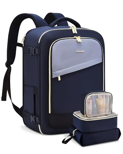 Image of LOVEVOOK Travel Backpack for Women, 40L Carry On Backpack Flight Approved, Large Personal Item Bag Fits 17 inch Laptop, TSA Approved Luggage with 3 Packing Cubes,Waterproof Weekender Gym Essentials