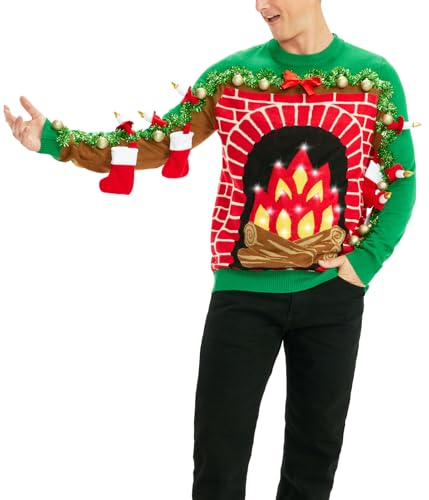 Tipsy Elves Light Up Ugly Christmas Sweaters for Men - Funny Holiday Pullover with LED Lights for Winter Gatherings - Image 4