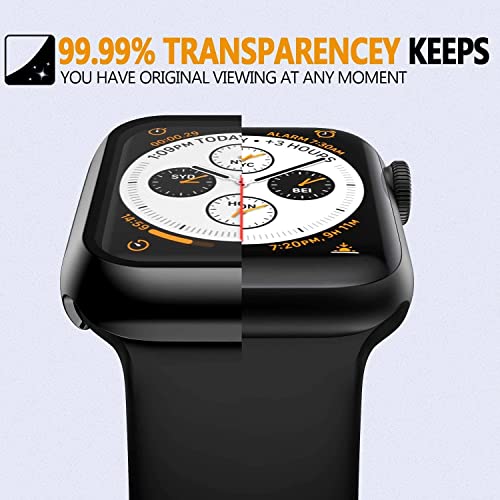 Image of 2 Pack Plated Tempered Glass Screen Protector Case Compatible with Apple Watch Series SE 6 5 4 44mm, Hard PC Full Coverage Cover HD Clear Shockproof Iwatch Bumper (Black+Black, 44mm)