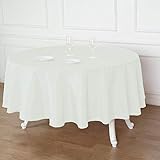 BalsaCircle 90 inch Ivory Round Polyester Tablecloth Fabric Table Cover Linens for Wedding Party Ban