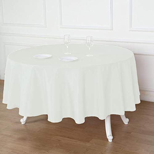 Balsacircle 90 Inch Ivory Round Polyester Tablecloth Fabric Table Cover Linens For Wedding Party Banquet Reception Events Kitchen Dining #TOP29