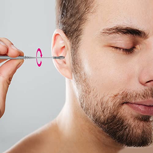 Ohrenschmalz Entferner,Ohrenreiniger,Ohrenreiniger Set,Edelstahl Spirale Ohrreiniger,Ohrlöffel,Ohrenschmalz entfernung/Ohrenreinigung, Ear Cleaner für Erwachsene,mit Aufbewahrungskiste(Silber)