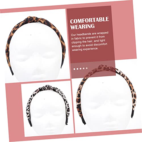FOMIYES 3 Pcs Cross Knotted Headband Make up Headband Head Bands for Women's Hair Fashion s Knot for Women Knotted for Women Womens s Leopard Hair Wrap - Image 3