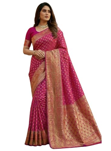 Image of C J Enterprise Women's Pure Soft Silk Saree With Blouse Piece For Wedding (Priya)