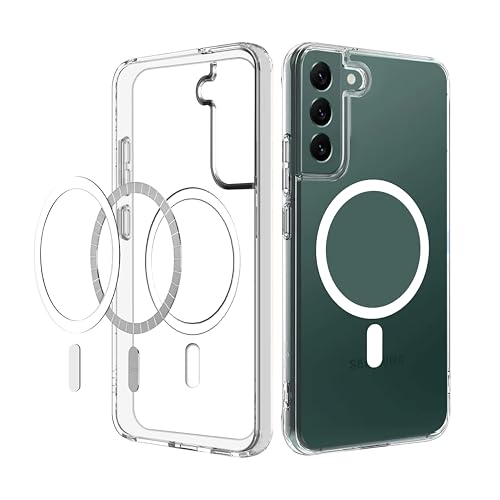 Image of CEDO Cover for Samsung Galaxy S22 +Plus (5G) | Compatible with MagSafe Wireless Charging | Designed with Magnetic Lock Shockproof Phone Bumper Transparent Back Case Cover (Transparent)