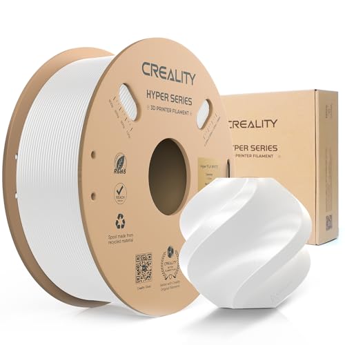 Creality PLA Filament,Hyper PLA Filament 1.75 1KG, PLA de Alta Velocidad 30-600 mm/s Precisión Dimensional +/- 0.02 mm Compatible con la Mayoría de Impresoras 3D,Blanco PLA Impresora 3D