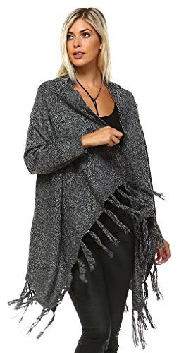 Zoozie LA Women's Cowl Aztec Cardigan Tribal Sweater Poncho Regular & Plus Size