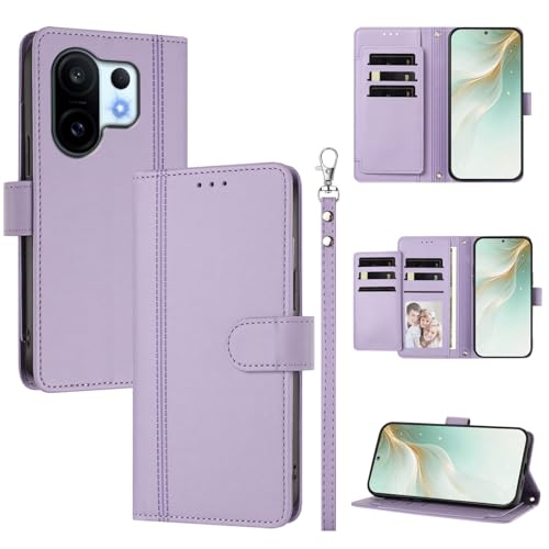 �X�}�z�P�[�X �Ή��@�� for Vivo X200 FE / S30 Pro mini �X�}�z�P�[�X�y�E�H���b�g�f�U�C�� �f���A���J�[�h�X���b�g �L���b�V�� �t���b�v���X�^���h �����h�~�zPurple