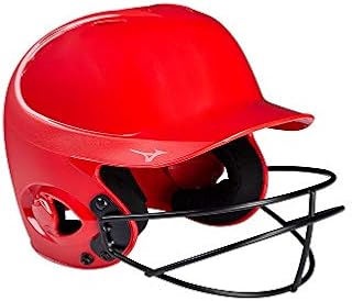 Mizuno MVP Series Solid Batting Helmet with Fastpitch Softball Mask, Small/Medium, Red
