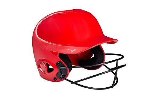 Mizuno MVP Series Solid Batting Helmet with Fastpitch Softball Mask, Small/Medium, Red