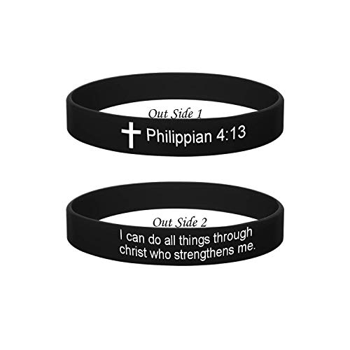 MZZJ Religious Christian Bible Verse Scripture Motivational Faith Inspirational Bracelet 12MM Silicone Rubber Waterproof Outdoor Sport Band for Unisex,Encouragement Gift Graduation Gift,14 Color