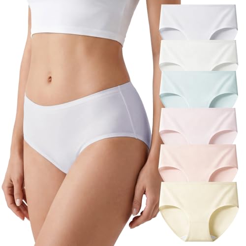 Image of MOSSRIVER Cotton Underwear for Women Hipster Panties Full Coverage Stretch Ladies Briefs Mid Rise Regular & Plus Size