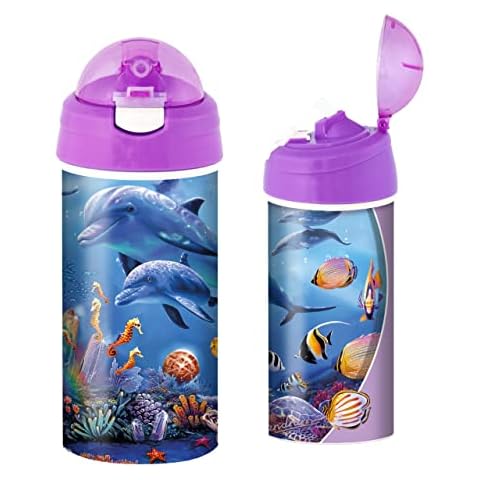 3D LiveLife Drinking Bottle - Seahorse Kingdom from Deluxebase. 3D Lenticular Ocean Water Bottle with Straw. 600ml kids drinks bottle with original artwork from renowned artist, Steve Sundram Cover