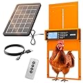 Okkobi Automatic Chicken Coop Door Solar Powered - LCD Display - Chicken Coop Door with Remote Control, Light Sensor & Timer - Anti-Pinch Function - 5-Year Protection - Autumn Ember