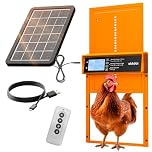 Okkobi Automatic Chicken Coop Door Solar Powered - LCD Display - Chicken Coop Door with Remote Control, Light Sensor & Timer - Anti-Pinch function - 5-Year Protection - Autumn Ember